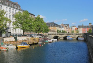 Kanal frederikskholms ve mermer köprü. Kopenhag, Danimarka