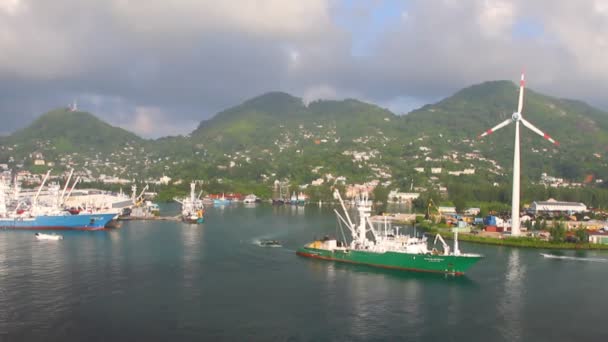 Un porto marittimo. Victoria, Seychelles — Video Stock