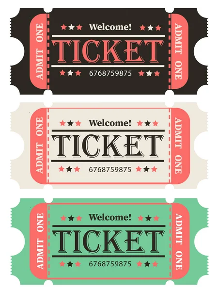 Conjunto Entradas Retro Para Películas Otros Eventos Como Circo Cine — Archivo Imágenes Vectoriales