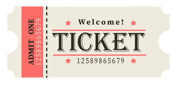 Retro entrance ticket vintage  for cinema, theatre, circus, concert