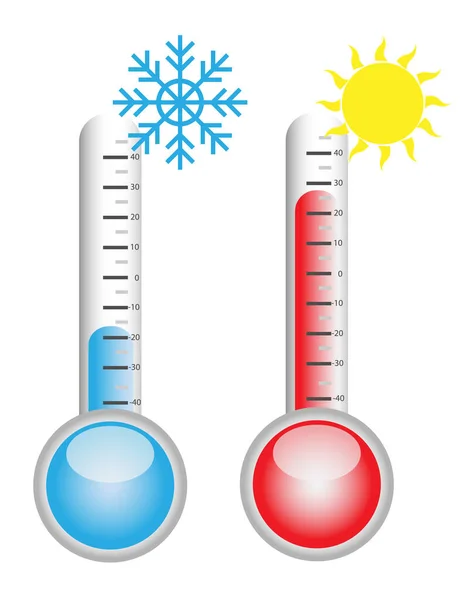 Meteorology Thermometers Measuring Hot Cold Temperature — Stock Vector