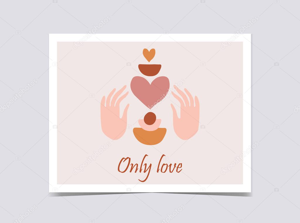 Card bohemian style Valentine's day. Perfect for apparel design, home decor, Valentine's day greeting cards, logos, posters, prints, t-shirt, packaging, invites and much more!