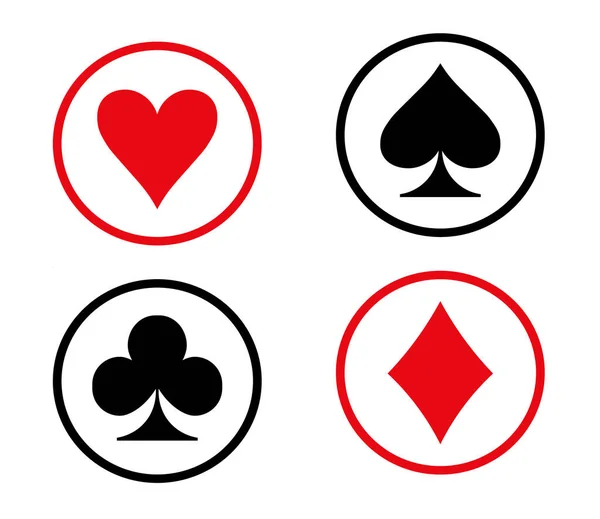 Kumarhane vektörü altın elementlerle donatılmış. Kupa, Karo, Sinek, Maça. Dört poker kartı..