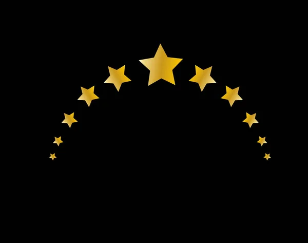 Набір Золотих Зірок Класичний Знак Плоского Стилю Ізольований Чорному Тлі — стоковий вектор