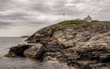 Fjoloy deniz feneri, Rennesoy kommune, Stavanger, Norveç, Mayıs 2018