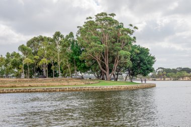 Public park with artificial terraces near Swan River  in East Perth