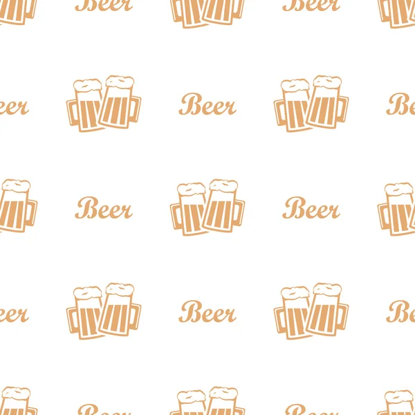 Taza de cerveza patrón sin costura — Vector de stock