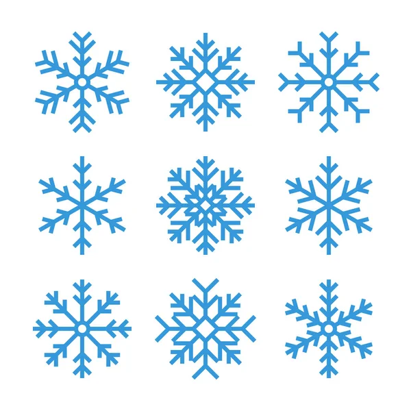 Cienka Linia Ikon Płatków Śniegu Niebieskie Logo Lub Symbol Zamrożonej — Wektor stockowy
