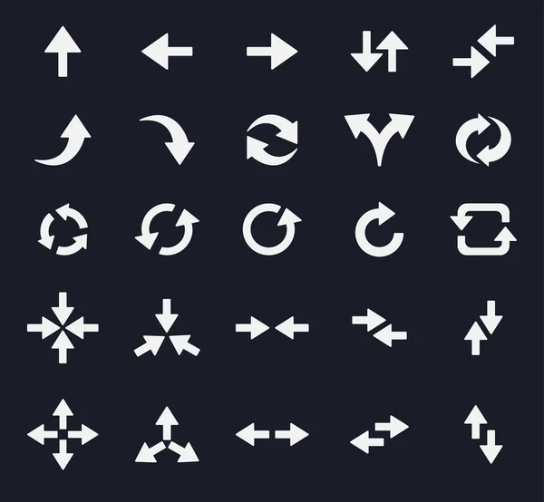 Establecer icono y símbolo flecha dirección negro — Archivo Imágenes Vectoriales