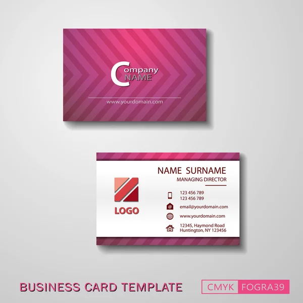 Vcard business card set play pink — Stock Vector