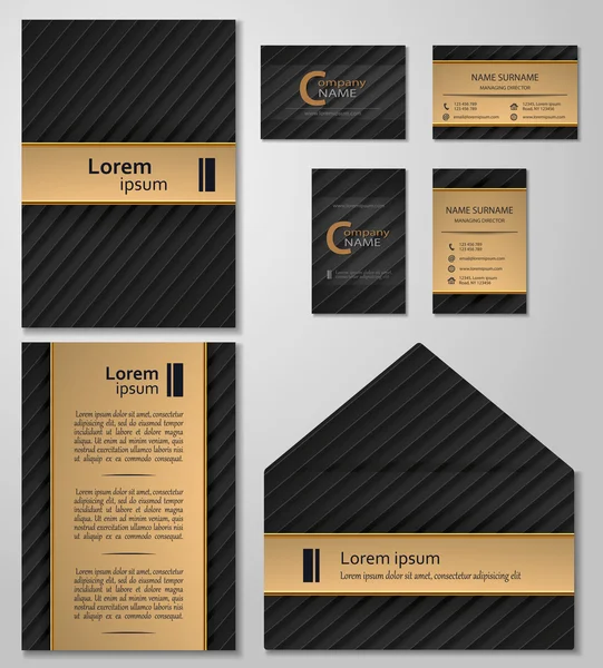 Kartvizit şablonu Vcard siyah ve altın stilini ayarlama