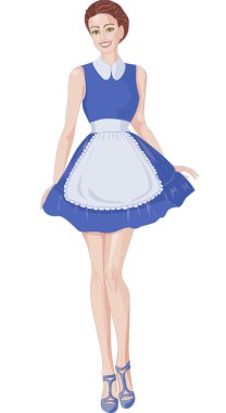 kadın beyaz bir önlük