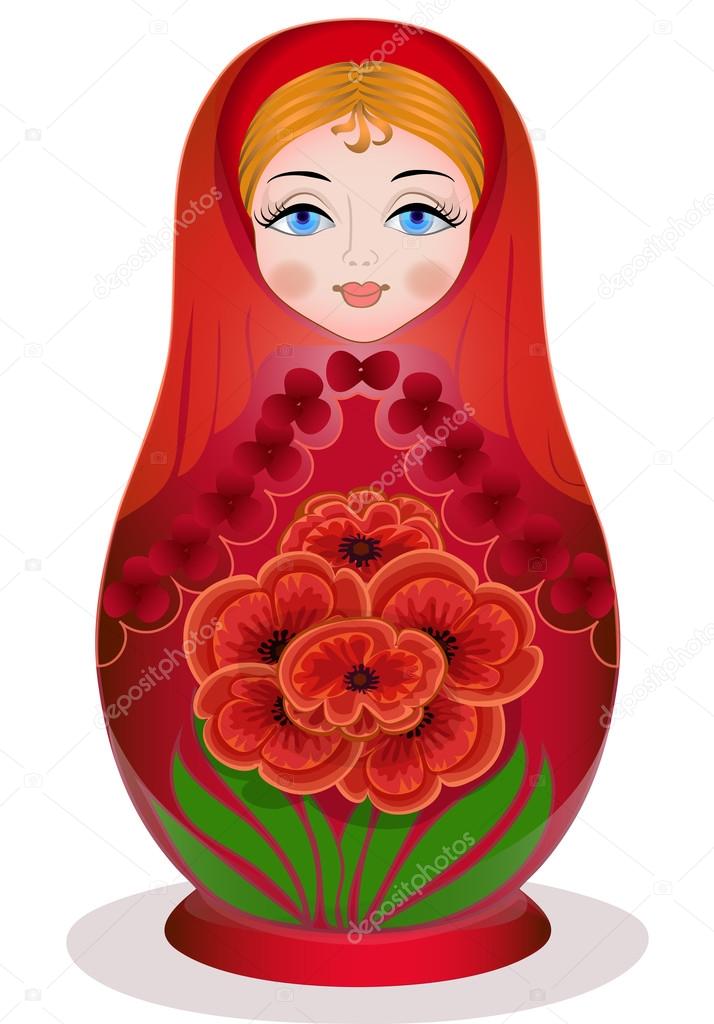 Matryoshka with a bouquet