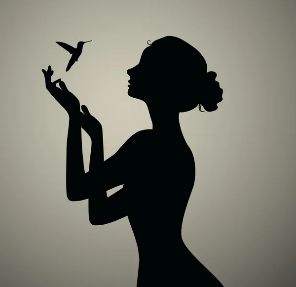 Mädchen positive Silhouette — Stockvektor