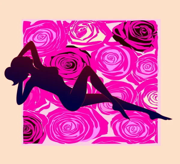 Fille en roses — Image vectorielle