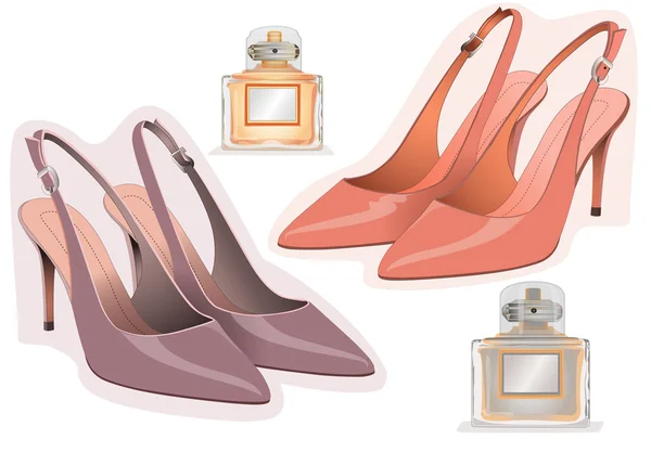 Zapatos y perfume — Vector de stock