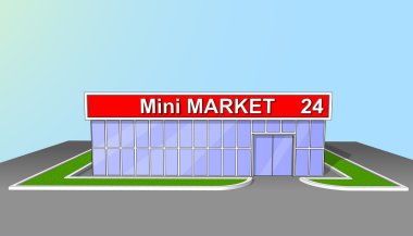 Mini market Dükkanı cephe perakende ticaret 24 Saat