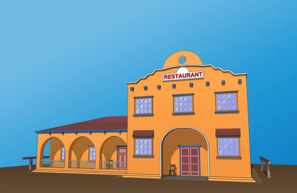 Edificio cafetería restaurante. Comida mexicana — Vector de stock