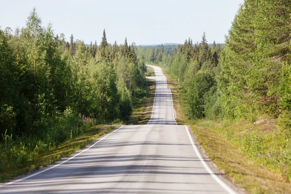Lapland, Finlandiya, ülkede yol gün güneşli yaz