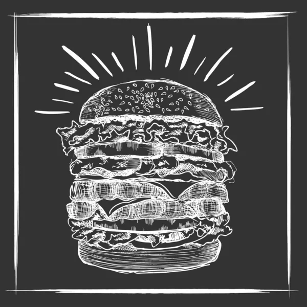 Burger Hand Drawn Vector Illustrations — Stock Vector