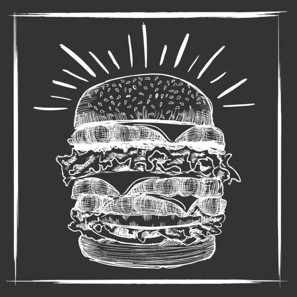 Burger Mano Disegnato Illustrazioni Vettoriali — Vettoriale Stock