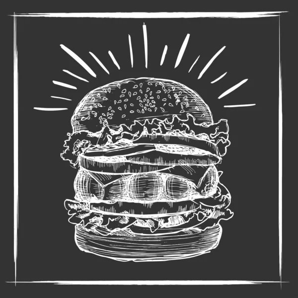 Burger Ručně Kreslené Vektorové Ilustrace — Stockový vektor