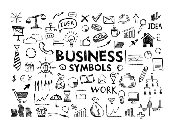 Símbolos Comerciais Desenhados Mão — Vetor de Stock