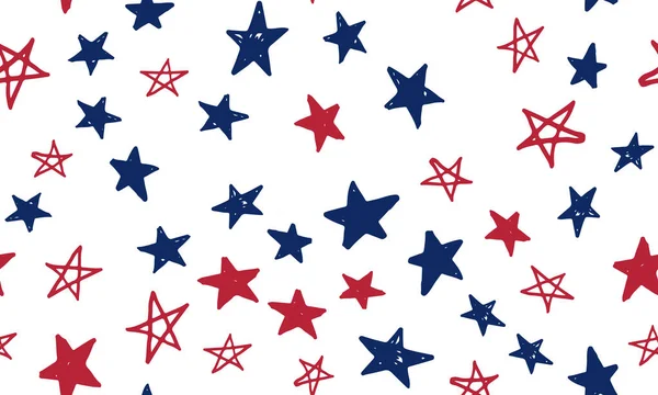 Gwiazdy Grunge Dzień Niepodległości Usa Dzień Prezydenta Ręcznie Rysowane Ilustracje — Wektor stockowy