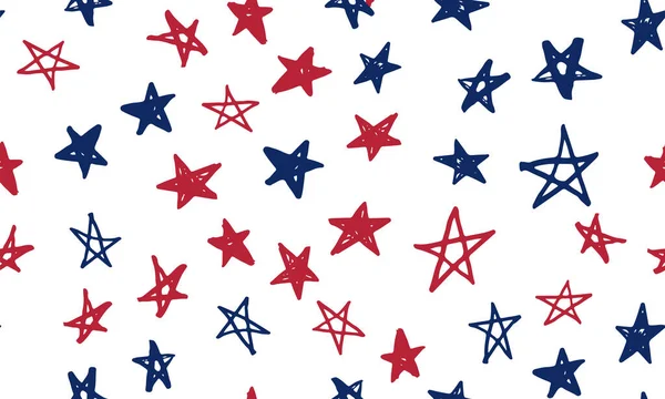 Gwiazdy Grunge Dzień Niepodległości Usa Dzień Prezydenta Ręcznie Rysowane Ilustracje — Wektor stockowy