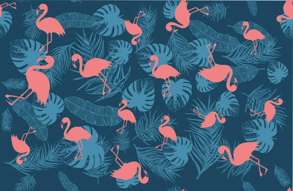 Flamant Rose Fond Été Dessin Main Illustrations Vectorielles — Image vectorielle