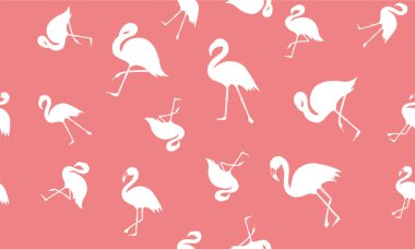 Pembe flamingo, yaz arkaplanı, el çizimi tarzı, vektör çizimleri.