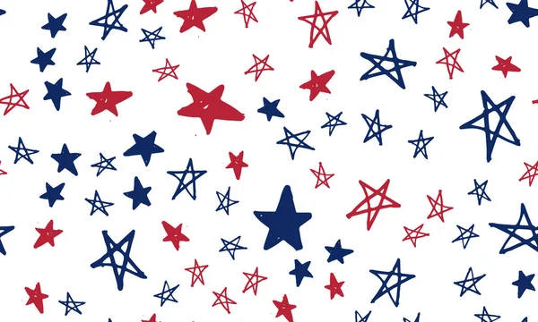 Függetlenség Napja Usa Elnökök Napja Csillagok Grunge Kézzel Rajzolt Illusztráció — Stock Vector