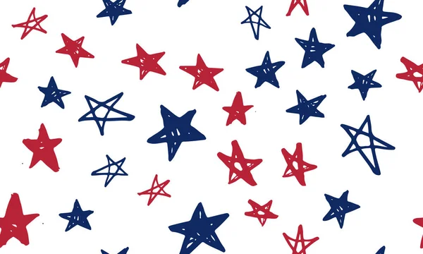 Día Independencia Usa Día Los Presidentes Estrellas Grunge Ilustración Dibujada — Vector de stock