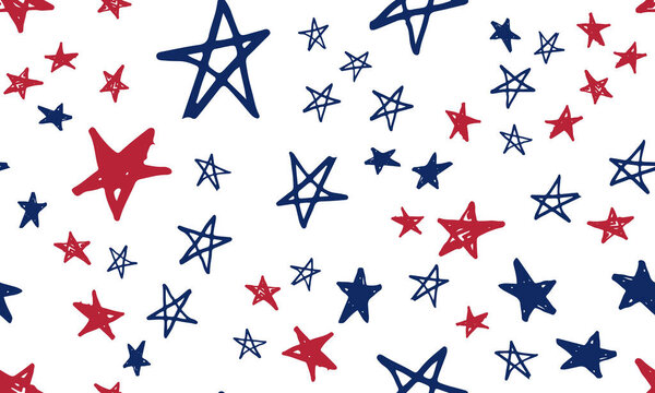 Independence Day USA. Presidents day. Stars grunge. Hand drawn illustration.
