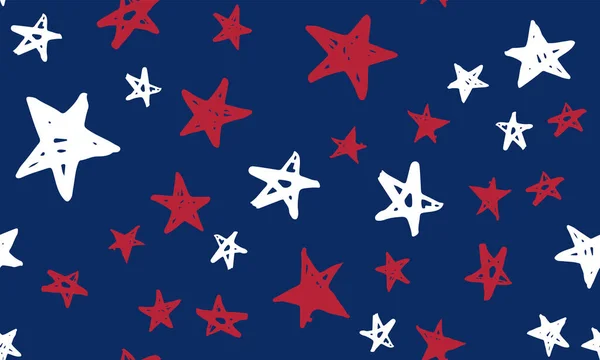 Den Nezávislosti Usa Hvězdy Vrčí Prezidentský Den Ručně Kreslená Ilustrace — Stockový vektor