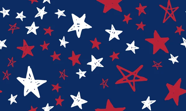 День Независимости Сша Звезды Гранж День Президентов Ручная Иллюстрация — стоковый вектор
