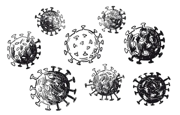 Coronavirus Covid Ilustración Vectorial Dibujada Mano — Vector de stock