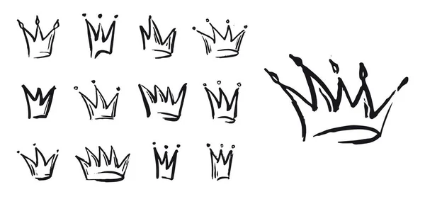 Crown Hand Drawn Illustrations Vector — Stock Vector