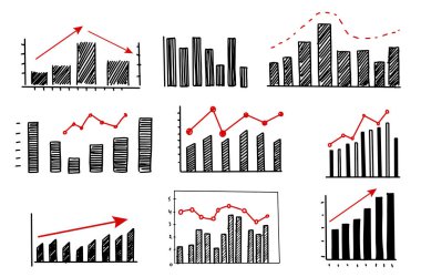Beyaz arkaplanda grafikler, el çizimini ayarla 