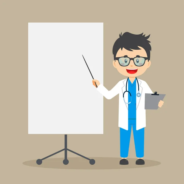 Docteur Vecteur Stock Avec Tableau Blanc — Image vectorielle