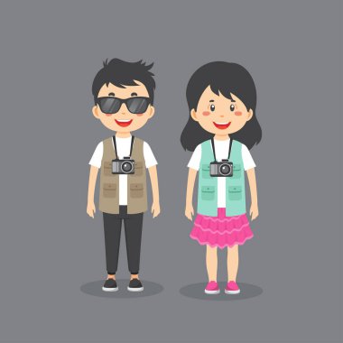 Stock Vektör Çift Karakter Fotoğrafçısı