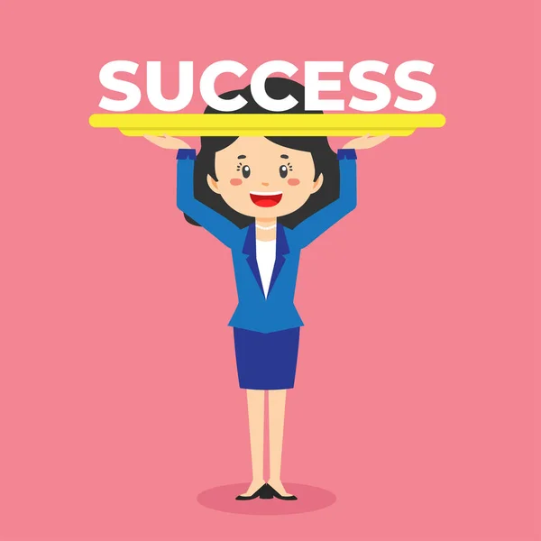 Stock Vektor Šťastný Podnikání Ženy Ukázat Úspěch — Stockový vektor