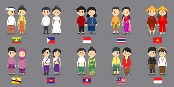 Geleneksel Elbise ile Asean Karakterlerini Ayarla
