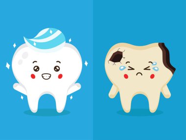 Borsa Vektörü Mutlu Dişler ve Üzgün Dişler