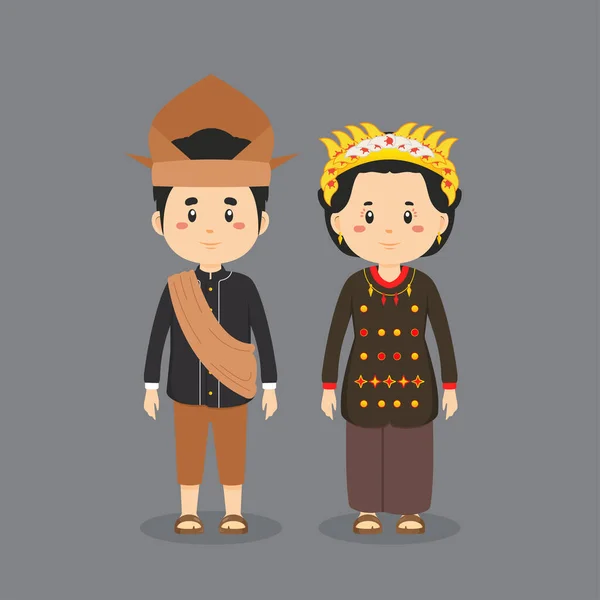 Ζευγάρι Χαρακτήρας Φορώντας Middle Sulawesi Παραδοσιακό Φόρεμα — Διανυσματικό Αρχείο