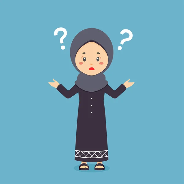 Muçulmano Confuso Com Ponto Interrogação —  Vetores de Stock