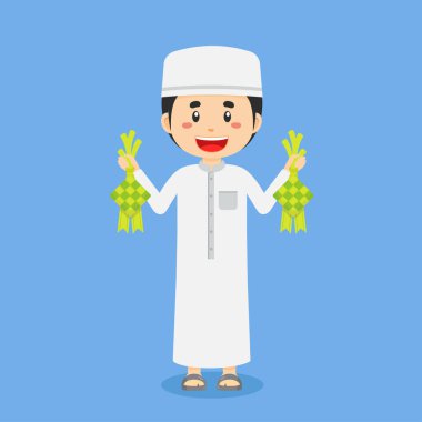 Hisse Vektörü Müslüman Karakteri Ketupat