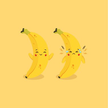 Şirin Muz Gülümseyen ve Üzgün İfade