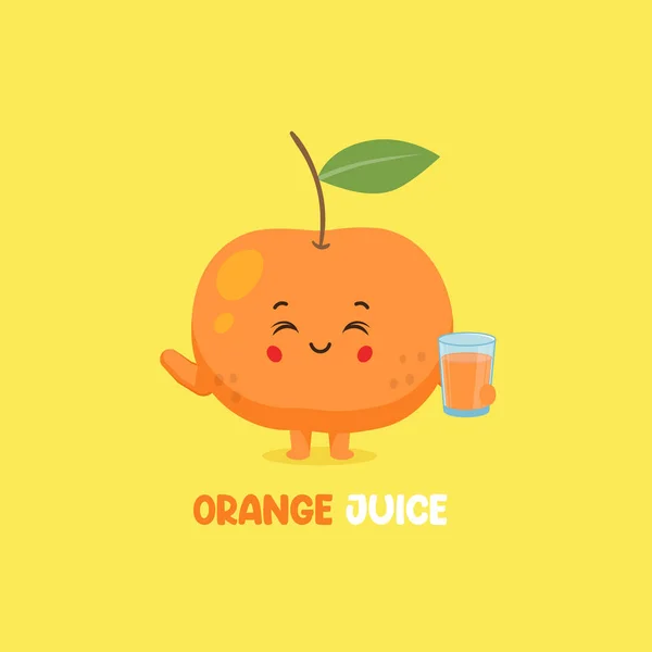 Schattig Glimlachend Oranje Sap Karakter — Stockvector