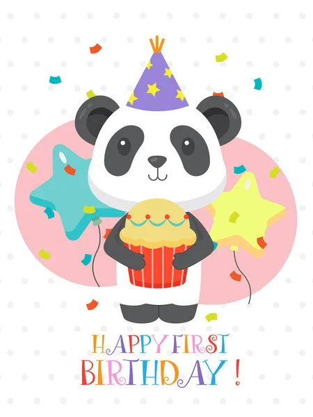 Lovely First Birthday Card Design — Stock Vector